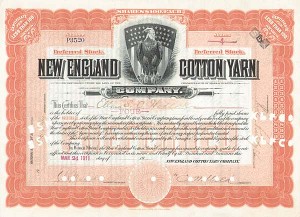 New England Cotton Yarn - Stock Certificate