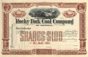 Rocky Fork Coal Co. of Montana - Coal and Railway Unissued Stock Certificate