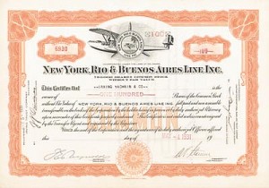 New York, Rio and Buenos Aires Line - Stock Certificate (Uncanceled)