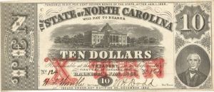 The State of North Carolina $10 - Obsolete Notes