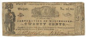 Corporation of Winchester - 20 cents Obsolete or Broken Banknote - Paper Money
