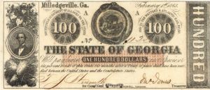 The State of Georgia - CR-6 $100 - Obsolete Notes