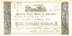 Branch State Bank at Chicago $100 - Obsolete Currency