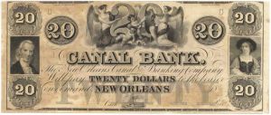 $20 Canal Bank - New Orleans, Louisiana - Obsolete Banknote - C.U. But Toned Condtion - Paper Money