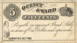 Quincy and Ward - 5 Cents - Obsolete Notes