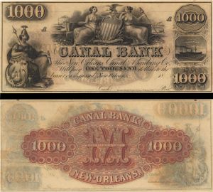 $1,000 Canal Bank - Obsolete Banknote - Paper Money Remainder