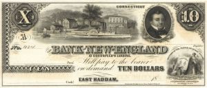 Bank of New England $10 - Obsolete Notes