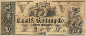 New Orleans Canal and Banking Co. $5 - Broken Bank Note Remainder - Obsolete Banknote