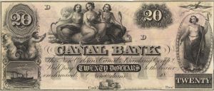 $20 Canal Bank - Obsolete Banknote - Paper Money