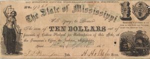 State of Mississippi $10 - Obsolete Notes