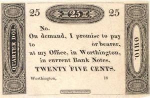 Worthington Office 25 cents - Obsolete Notes