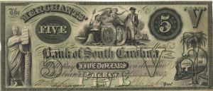 Merchants Bank of South Carolina $5 - Obsolete Notes