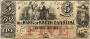 Bank of South Carolina $5 - Obsolete Notes