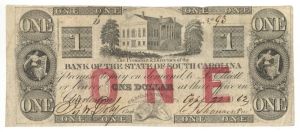 Bank of the State of South Carolina $1 - Obsolete Notes