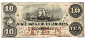 State Bank, South Carolina $10 - Obsolete Notes