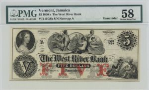 West River Bank $5 - Obsolete Notes