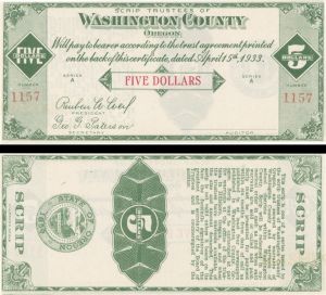 Washington County $5 - Obsolete Notes