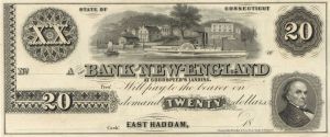 Bank of New England - $20 Obsolete Banknote - Goodspeed's Landing - Paper Money - SOLD