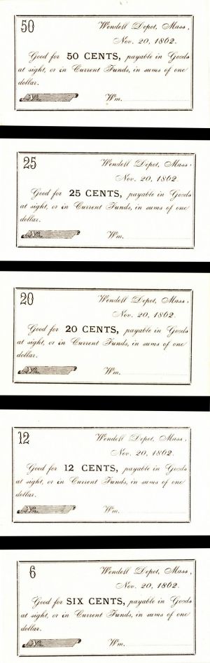 Set of 5 Notes -  Obsolete Paper Money