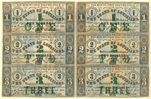 State of Louisiana - Uncut Obsolete Sheet - Broken Bank Notes - SOLD