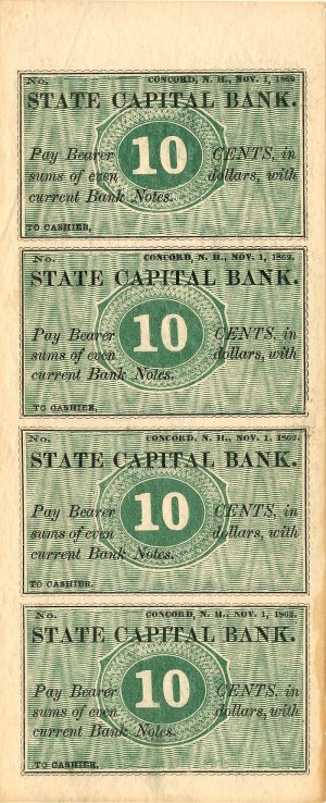 State Capital Bank - Uncut Obsolete Sheet - Broken Bank Notes