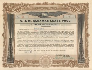 C and M Aldamas Lease Pool - Stock Certificate (Uncanceled)