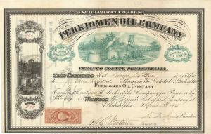 Perkiomen Oil Co. - Stock Certificate (Uncanceled)