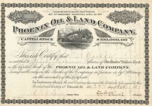 Phoenix Oil and Land Co. of Pennsylvania - Stock Certificate