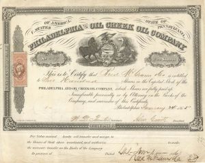 Philadelphia and Oil Creek Oil Co. - Stock Certificate