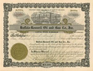 Buffalo-Roswell Oil and Gas Co., Inc. - Stock Certificate