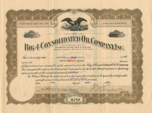 Big 4 Consolidated Oil Co., Inc. - Stock Certificate
