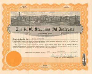 H.O. Stephens Oil Interests - $60.00 - Bond