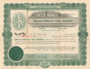 Illinois-Alberta Oils Limited - Stock Certificate