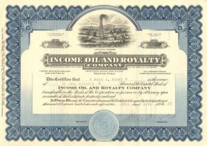 Income Oil and Royalty Co. - Stock Certificate