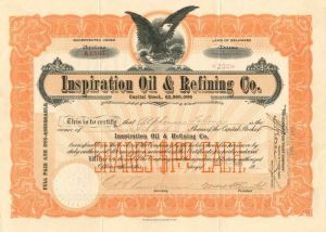 Inspiration Oil and Refining Co. - Stock Certificate