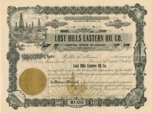 Lost Hills Eastern Oil Co. - Stock Certificate