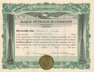 Major Petroleum Co. - Stock Certificate