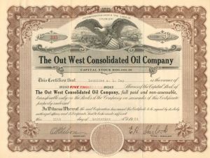 Out West Consolidated Oil Co. - Stock Certificate