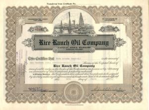 Rice Ranch Oil Co. - Stock Certificate