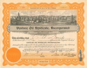 Venture Oil Syndicate, Incorporated - Stock Certificate