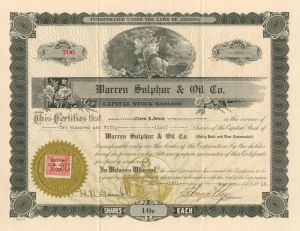 Warren Sulphur and Oil Co. - Stock Certificate