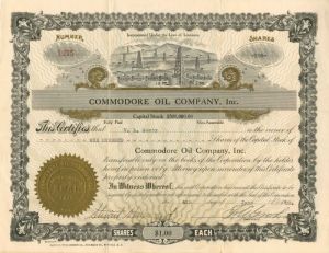Commodore Oil Co., Inc. - Stock Certificate