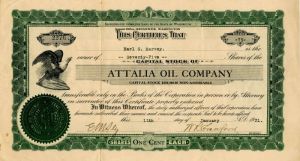 Attalia Oil Co. - Stock Certificate