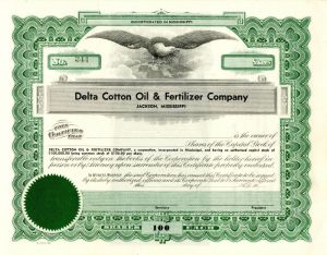 Delta Cotton Oil and Fertilizer Co. - Stock Certificate