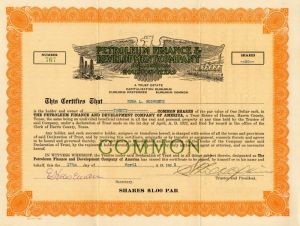 Petroleum Finance and Development Co. of America - Stock Certificate