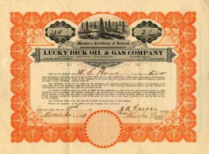 Lucky Dick Oil and Gas Co. - Stock Certificate