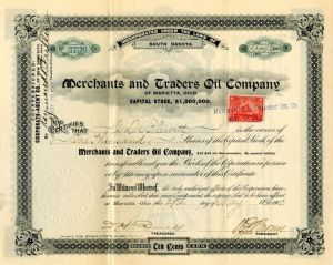 Merchants and Traders Oil Co. - Stock Certificate