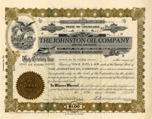 Johnston Oil Co. - Stock Certificate