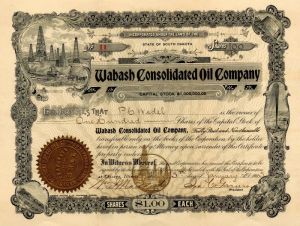 Wabash Consolidated Oil Co. - Stock Certificate