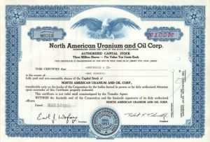 North American Uranium and Oil Corp. - Stock Certificate